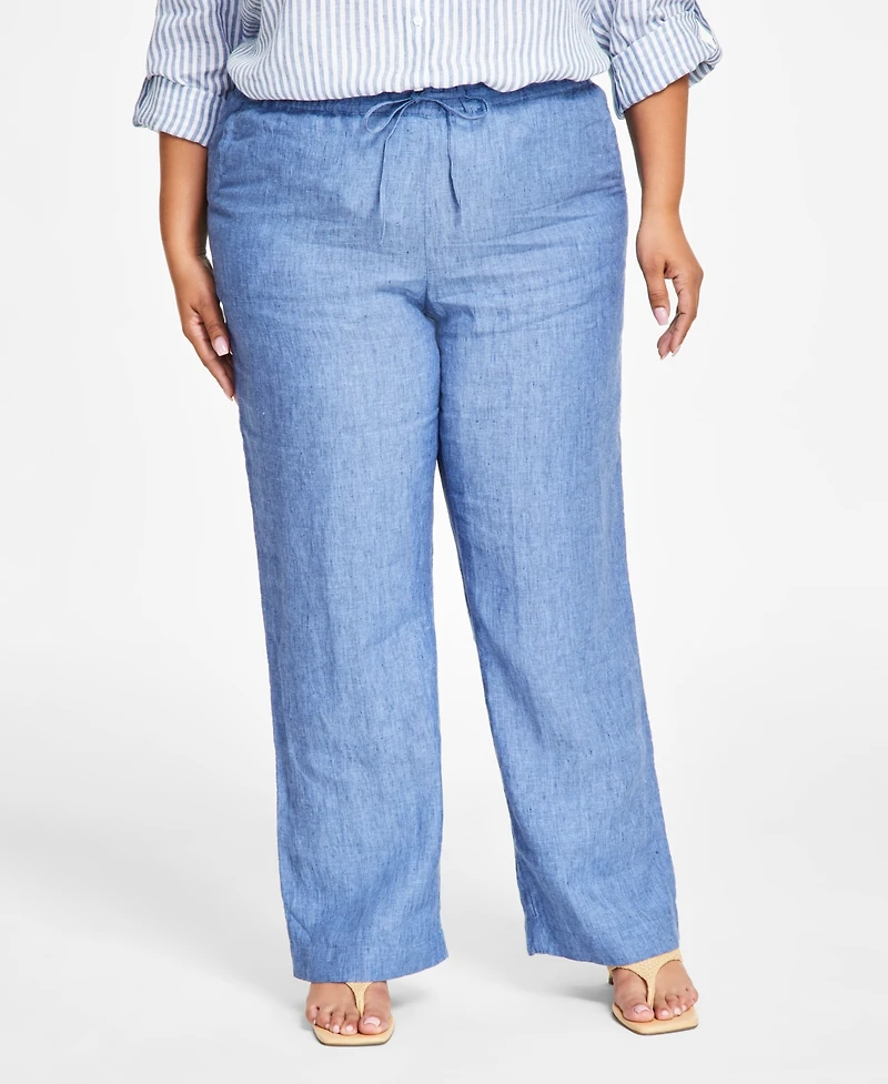 Charter Club Plus 100% Linen Pants, Exclusively at Macy's