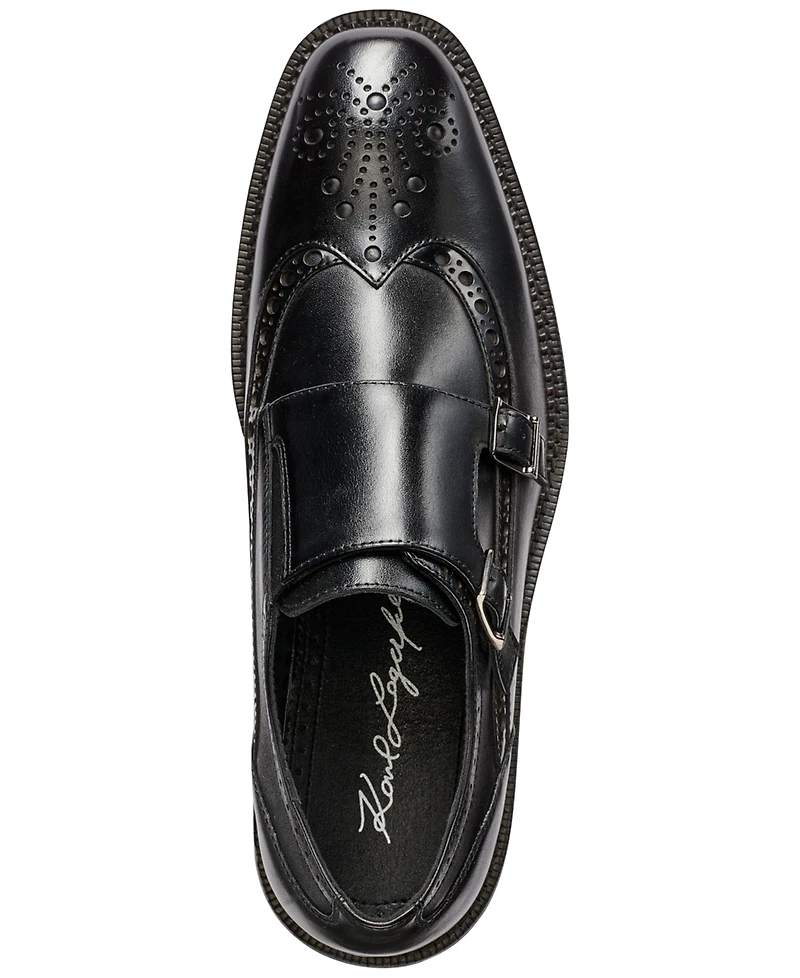 Karl Lagerfeld Paris Men's Double Buckle Monk Strap Wingtip Dress Shoes