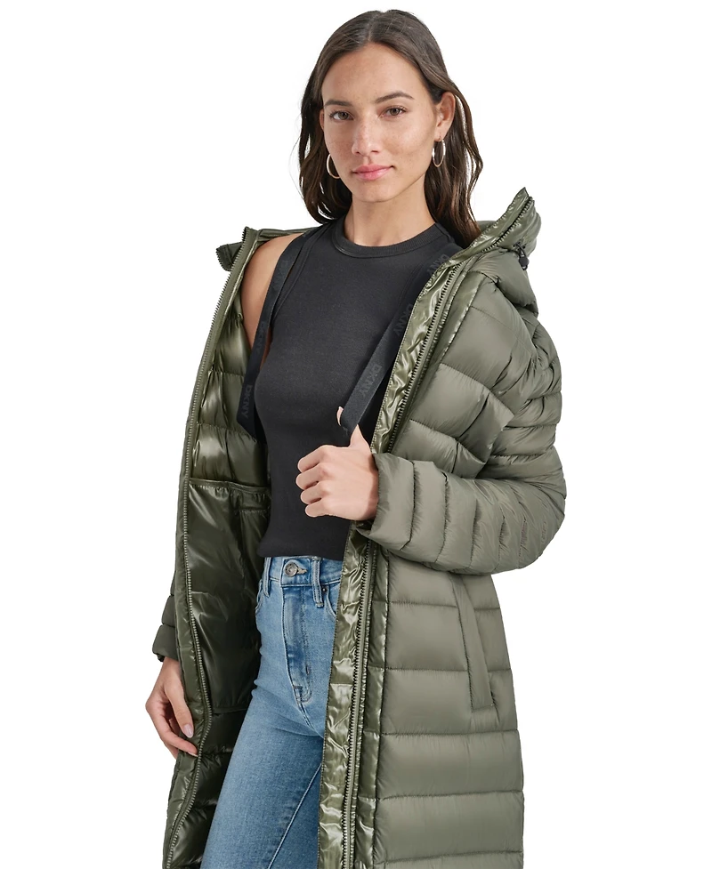 Dkny Jeans Women's Down Quilted Hooded Puffer Coat