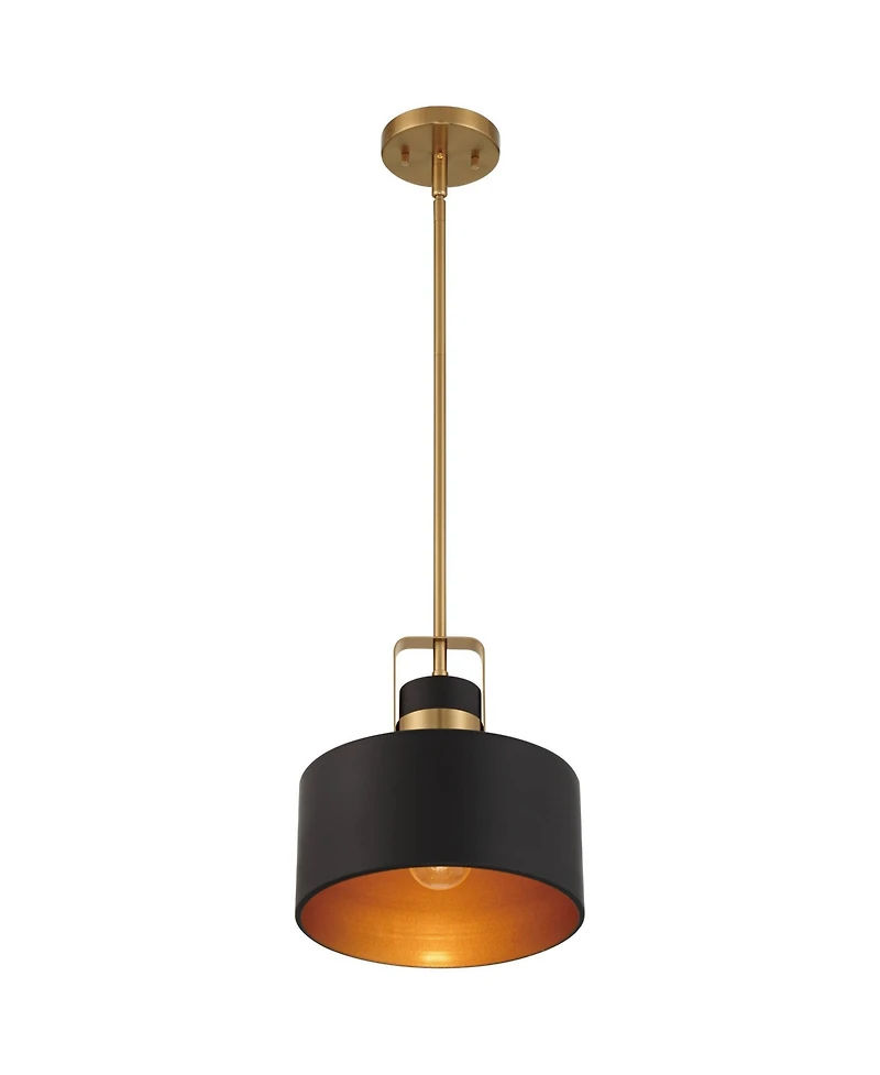 Possini Euro Design Soft Gold Mini Pendant Lighting 10" Wide Modern Matte Black Drum Shade Fixture for Dining Room Foyer Kitchen