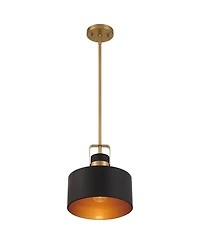 Possini Euro Design Soft Gold Mini Pendant Lighting 10" Wide Modern Matte Black Drum Shade Fixture for Dining Room Foyer Kitchen