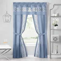 Kate Aurora Pacifico 5 Piece Rod Pocket All One Attached Semi Sheer Window Curtain Panels & Valance Set