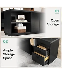 Tribesigns 78" L-Shaped Executive Desk, Large Office Desk with Drawers and Lateral File Cabinet, Business Furniture Storage Shelves, Modern Compu