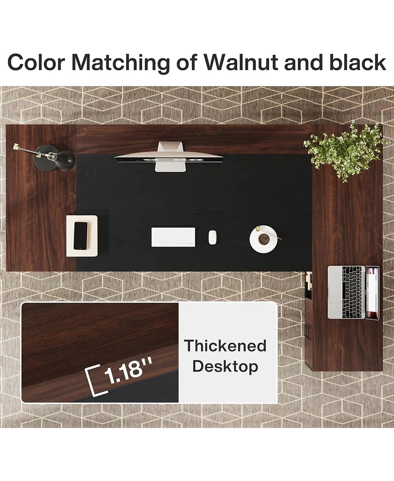 Tribesigns 78" L-Shaped Executive Desk, Large Office Desk with Drawers and Lateral File Cabinet, Business Furniture with Storage Shelves, Modern Compu
