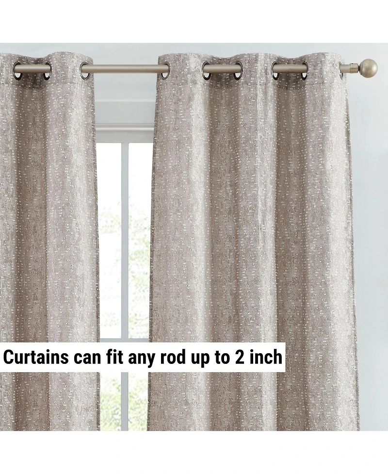 Hlc.me Avalon Jacquard Slub Texture - Privacy Curtains with Grommet Lightweight Window Curtain Panels, Set of 2