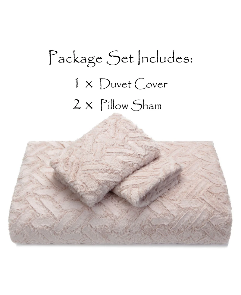 Chanasya Premium Soft Cloud Faux Fur Duvet Cover Bedding Set Queen Size - 3 Piece Combo Set - Textured Embossed Fuzzy Soft Velvet Mink Bedcover