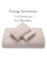 Chanasya Premium Soft Cloud Faux Fur Duvet Cover Bedding Set Queen Size - 3 Piece Combo Set - Textured Embossed Fuzzy Soft Velvet Mink Bedcover