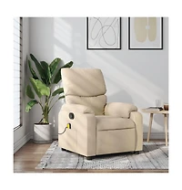 vidaXL Massage Recliner Chair Cream Fabric