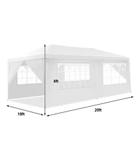 Sugift 10 x 20 Feet 6 Sidewalls Canopy Tent with Carry Bag-White