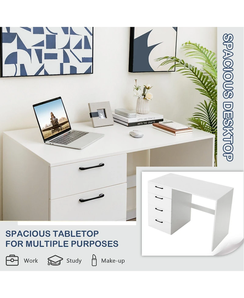 Sugift 43.5 Inch Computer Desk with 4 Large Drawers