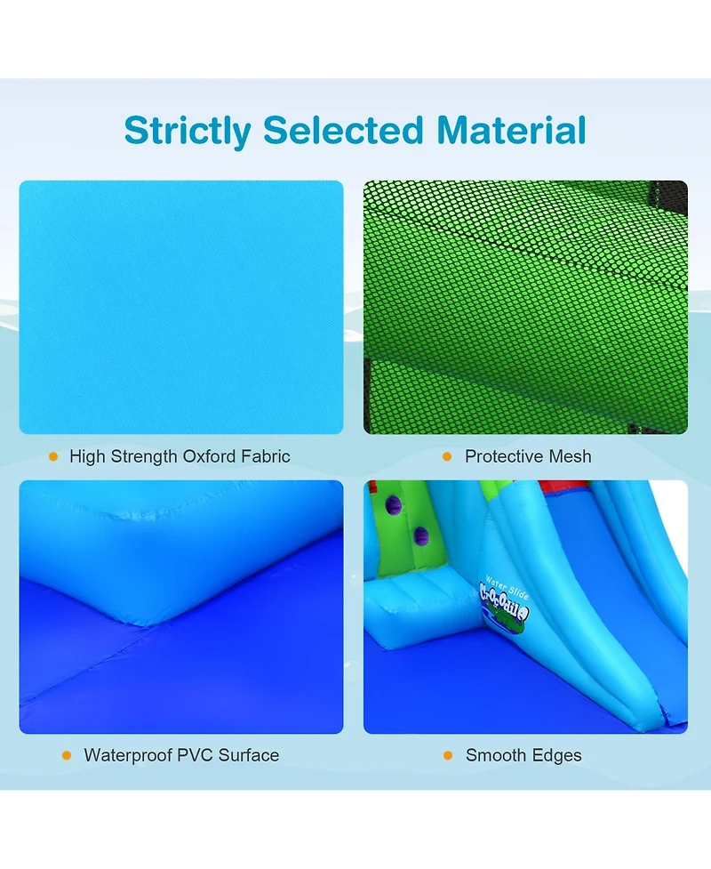 Sugift Inflatable Crocodile Style Water Slide Upgraded Kids Bounce Castle with 780W Blower