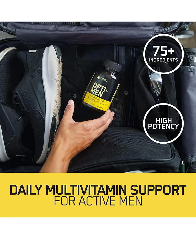Optimum Nutrition Opti-Men, Vitamin C, Zinc and Vitamin D, E, B12 for Immune Support Mens Daily Multivitamin Supplement, 90 Count