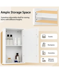 Bathroom Wall Cabinet with Single Mirror Door-Gray