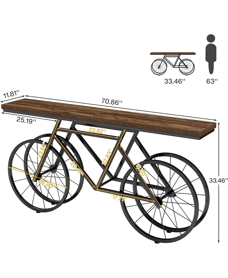 Tribesigns 70.9-Inch Extra Long Console Table, Narrow Sofa Table, Modern Industrial Entryway Table Behind Couch Table, Rustic Brown
