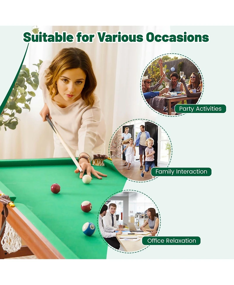 Folding Pool Table Set with Foldable Legs Adjustable Foot Levelers 2 Cues 2 Chalks