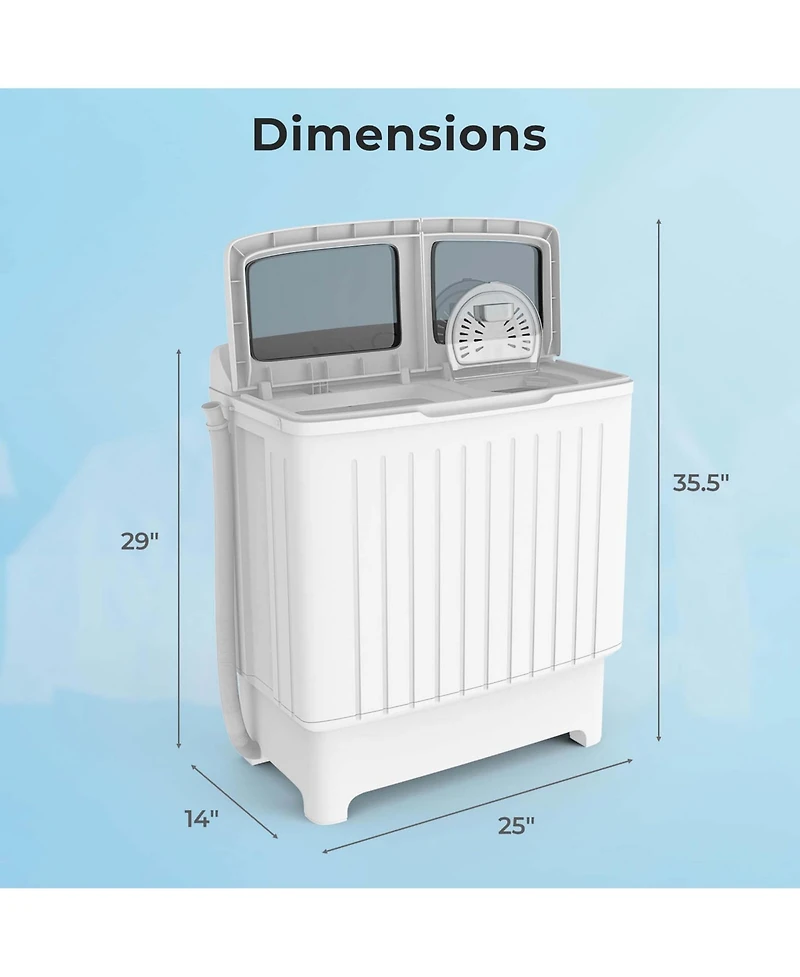 Portable Washing Machine Twin Tub Compact Laundry Washer with 20 lbs Capacity