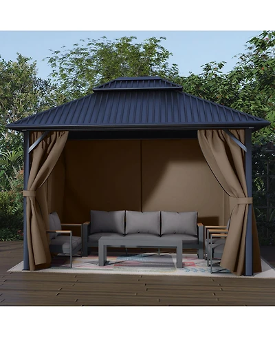Aoodor Gazebo Curtain Replacement-Universal 4-Panel Sidewalls 10'x10',Patio Privacy Curtains with Double Zipper,Uv Resistant,Perfect for Outdoor Canop