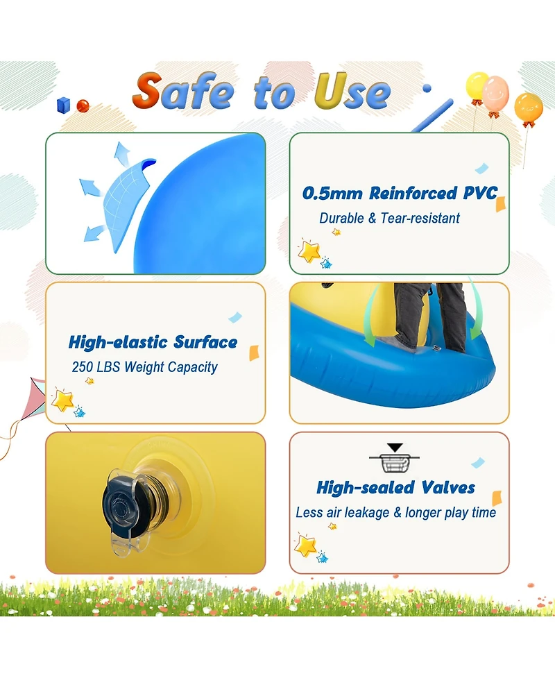 Costway 7.5 Ft Inflatable Dome Rocker Bouncer with 6 Handles Fun Outdoor Game