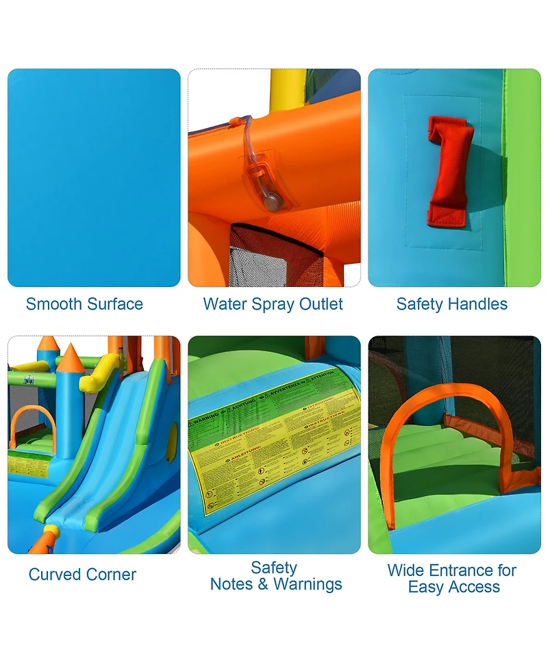 Inflatable Water Slide Kids Bounce House Splash Pool without Blower