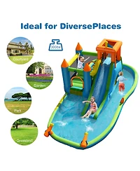 Inflatable Water Slide Kids Bounce House Splash Pool without Blower