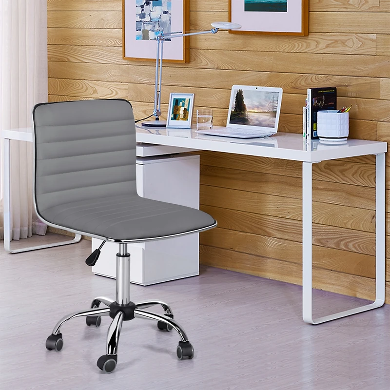 Yaheetech Pu Leather Low Back Swivel Armless Office Chair
