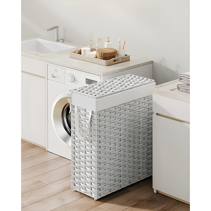 Slickblue Slim Laundry Hamper with Lid Compact and Stylish for Efficient Laundry Storage