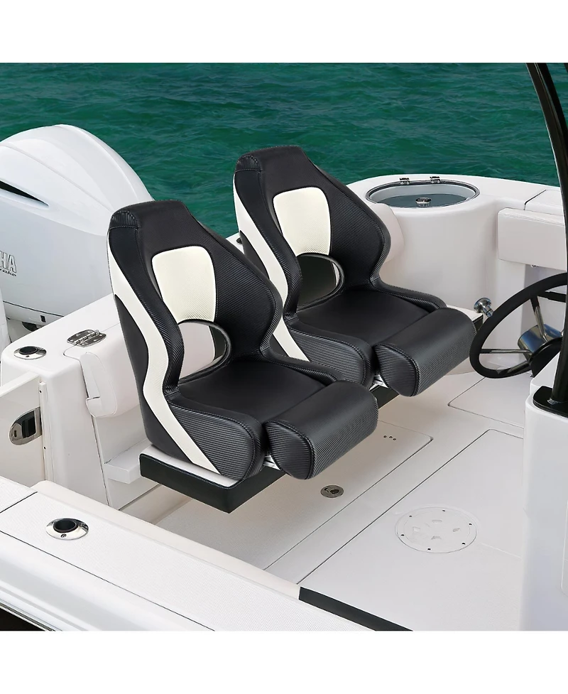 Captain Bucket Seat with Waterproof Pvc Leather for Sightseeing Boat-Black