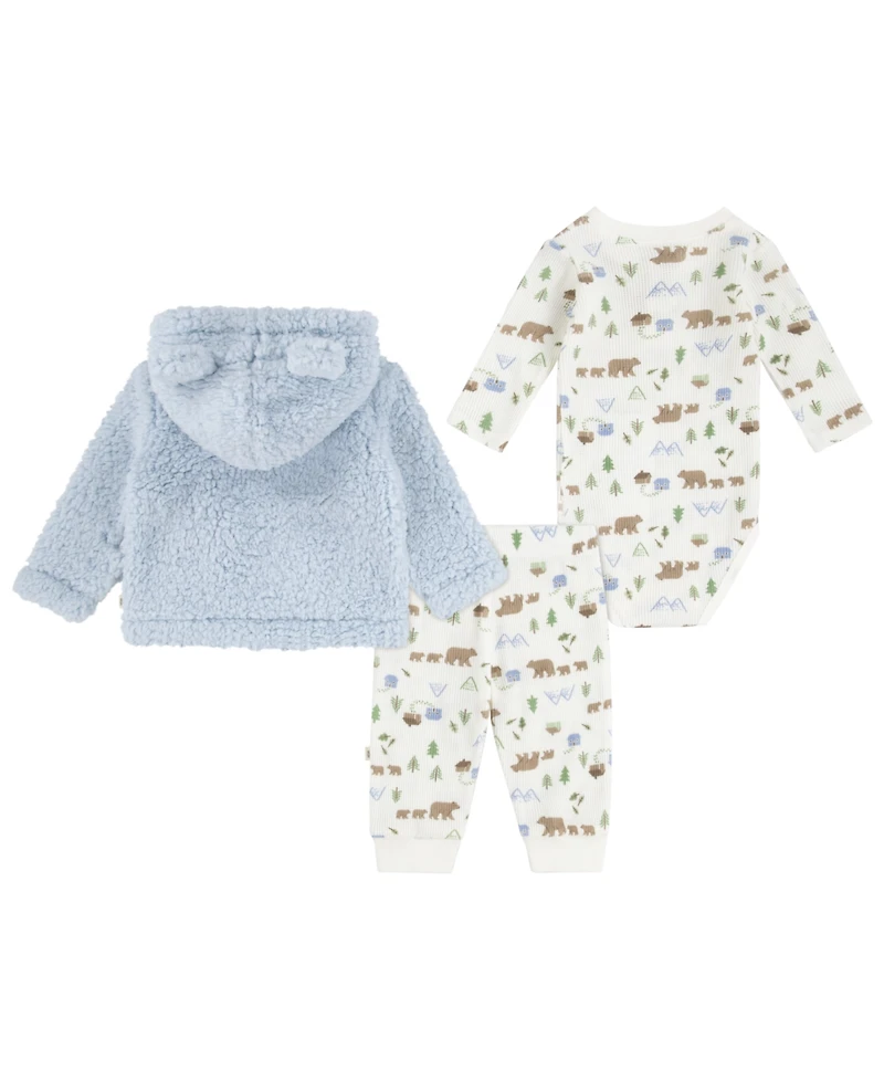 Huggies Baby Boys Sherpa Jacket, Bodysuit and Pants 3-Piece Set