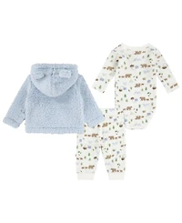 Huggies Baby Boys Sherpa Jacket, Bodysuit and Pants 3-Piece Set