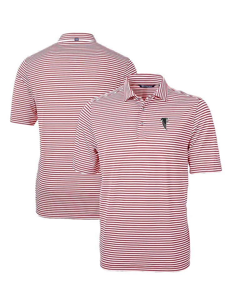 Cutter & Buck Men's Red Atlanta Falcons Throwback Team Logo Virtue Eco Pique Stripe Polo