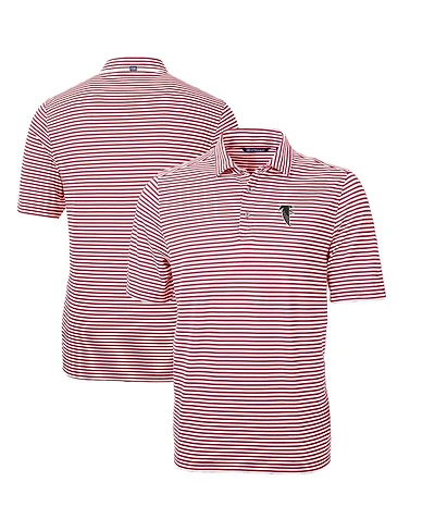 Cutter & Buck Men's Red Atlanta Falcons Throwback Team Logo Virtue Eco Pique Stripe Polo