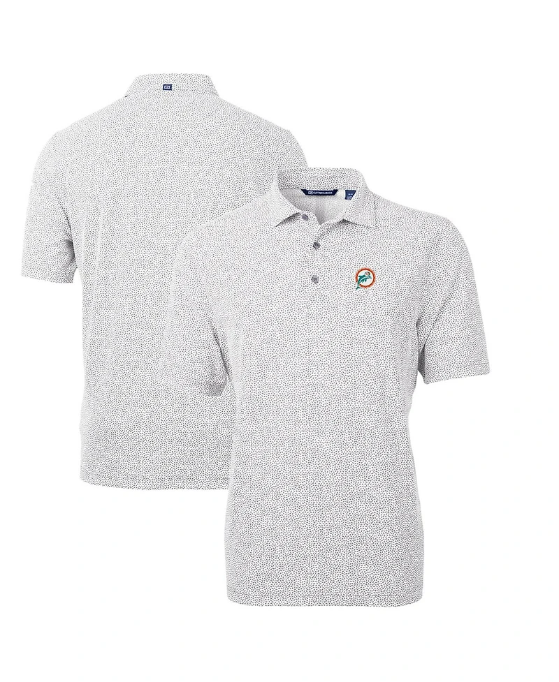 Cutter & Buck Men's Gray Miami Dolphins Throwback Logo Virtue Eco-Pique Botanical Polo