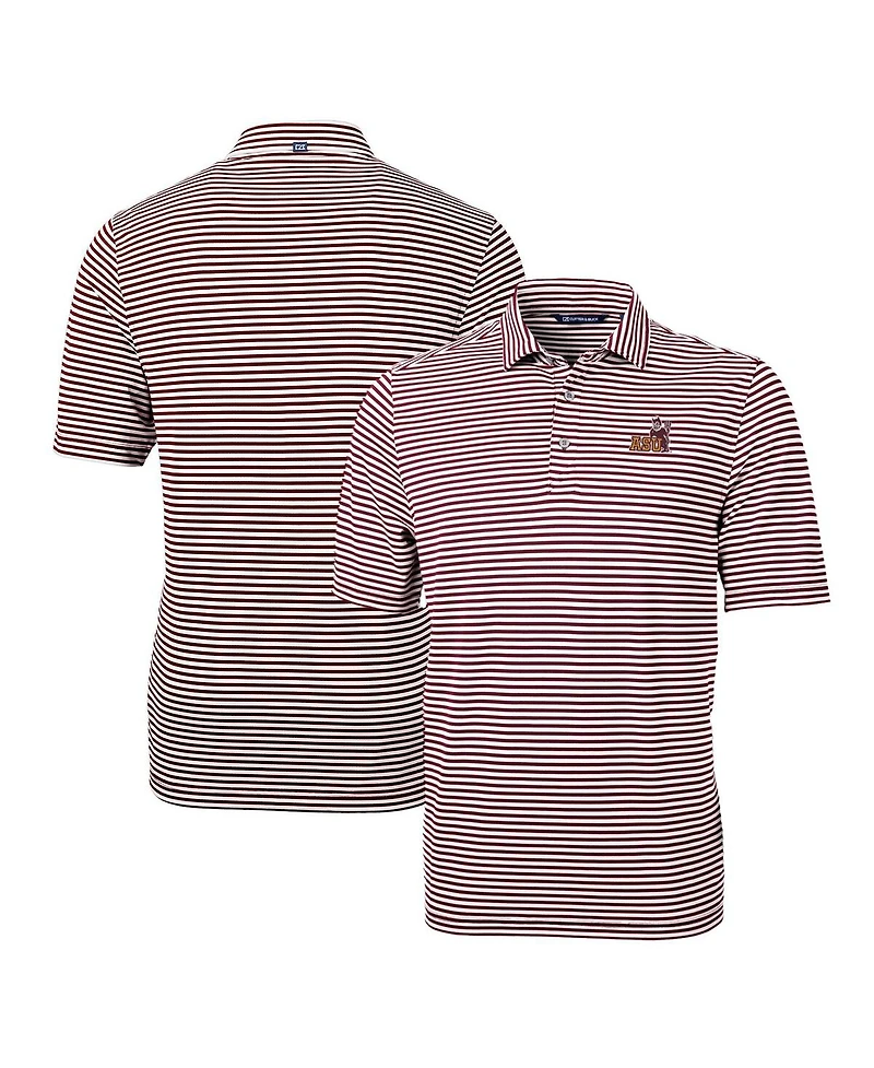 Cutter & Buck Men's Maroon Arizona State Sun Devils Throwback Logo Virtue Eco Pique Stripe Polo