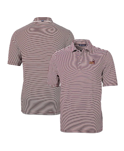 Cutter & Buck Men's Maroon Arizona State Sun Devils Throwback Logo Virtue Eco Pique Stripe Polo