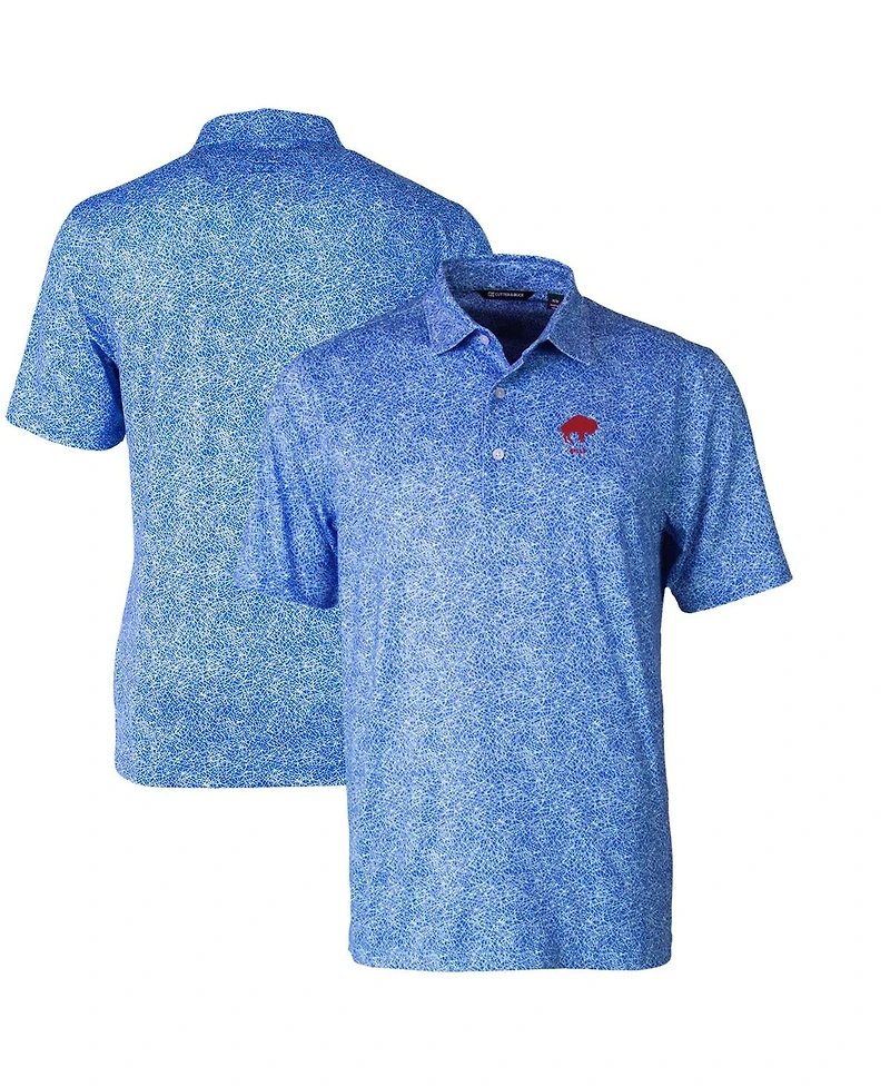 Cutter & Buck Men's Blue Buffalo Bills Throwback Logo Pike Constellation Stretch Polo