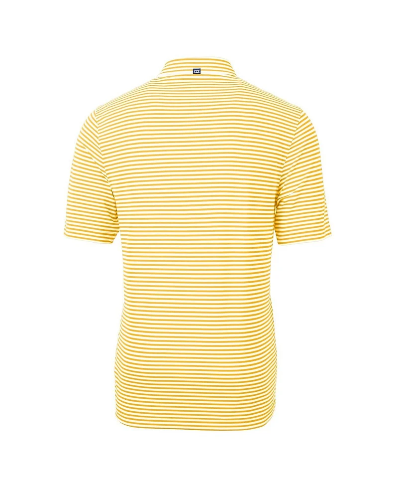 Cutter & Buck Men's Gold Pittsburgh Steelers Helmet Virtue Eco Pique Stripe Polo