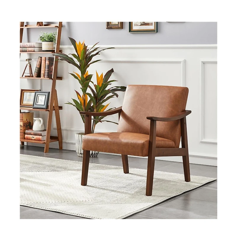 Yaheetech Modern Accent Chair Mid-Century Upholstered Armchair