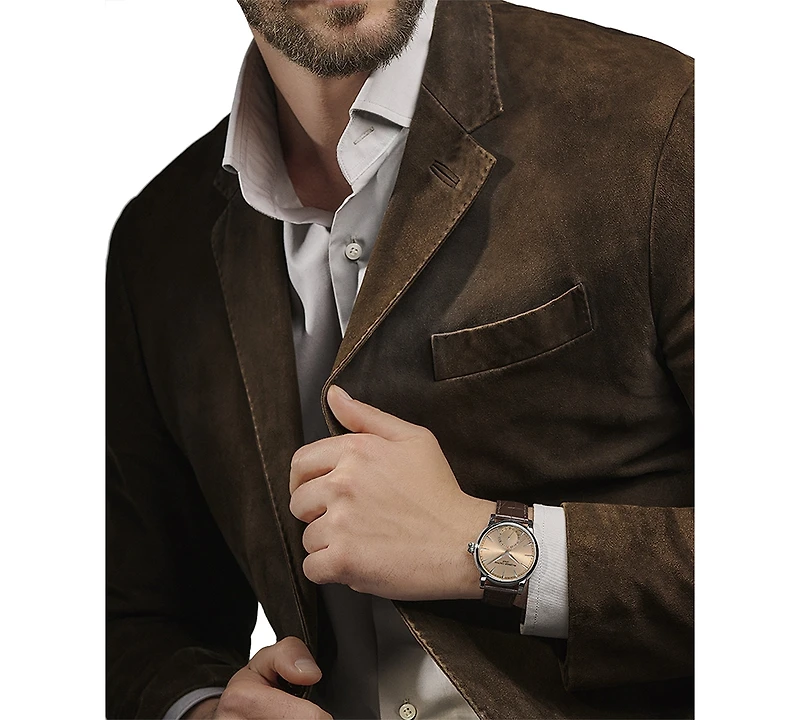 Frederique Constant Men's Swiss Automatic Classic Date Manufacture Brown Leather Strap Watch 40mm