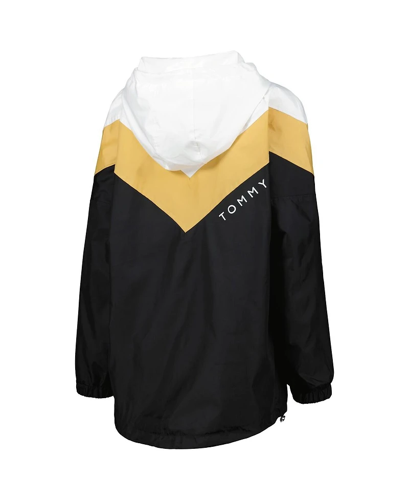 Tommy Hilfiger Women's White/Gold New Orleans Saints Staci Half-Zip Hoodie Windbreaker Jacket