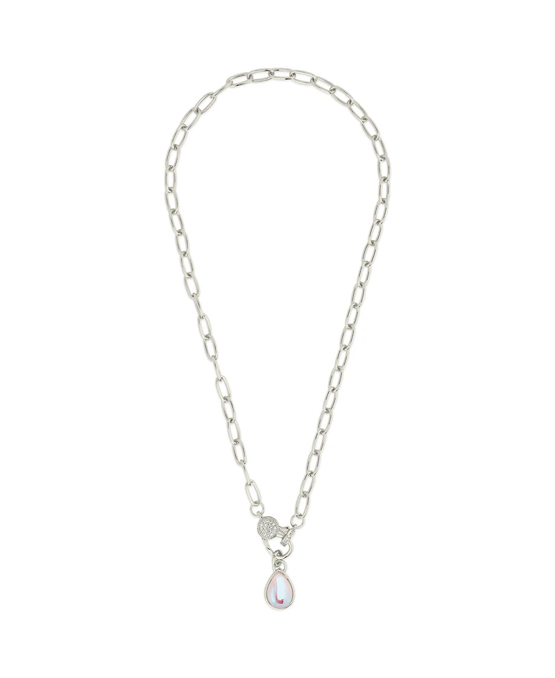 Sterling Forever Tay Moonstone Charm Chain Necklace