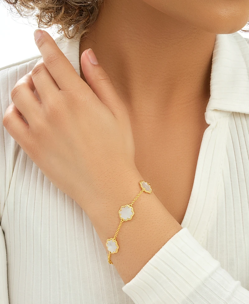 Sterling Forever Rose Petal Station Bracelet