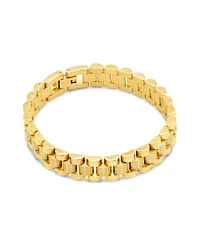 Sterling Forever Cubic Zirconia Accent Watch Band Chain Bracelet