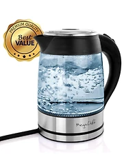 MegaChef 1.8 Quart Glass Body and Stainless Steel Electric Tea Kettle