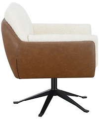 Abbyson Living Ace 32" Wood Two-Toned Swivel Accent Chair