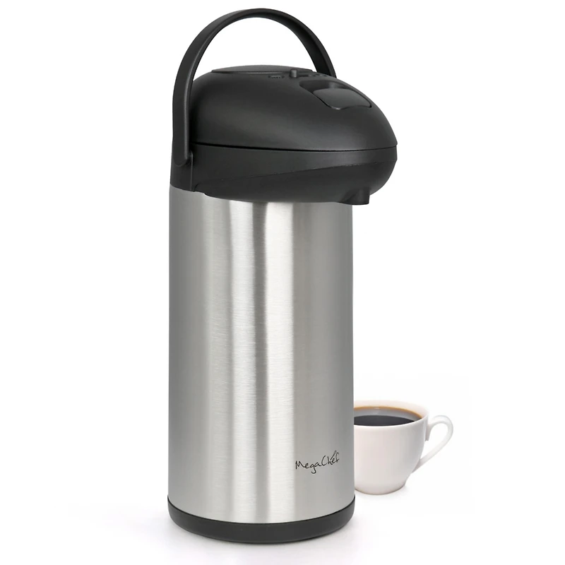 MegaChef 5 Quart Stainless Steel Vacuum Body Pump Cap Air Pot