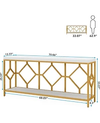 Tribesigns 71 Inch Extra Long Sofa Table, Narrow Long Sofa Console Tables Behind Couch Table with Open Storage Shelf
