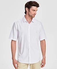 Alfani Men's Short-Sleeve Solid Textured Shirt, Created for Macy's