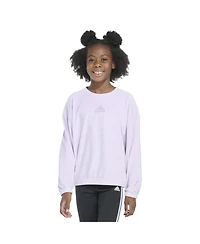 adidas Big Girls Long Sleeve Rib Velour Crewneck Pullover Sweatshirt