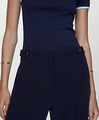 Mango Women's Buttons Straight-Fit Trousers