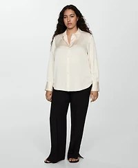 Mango Women's Satin Finish Flowy Shirt